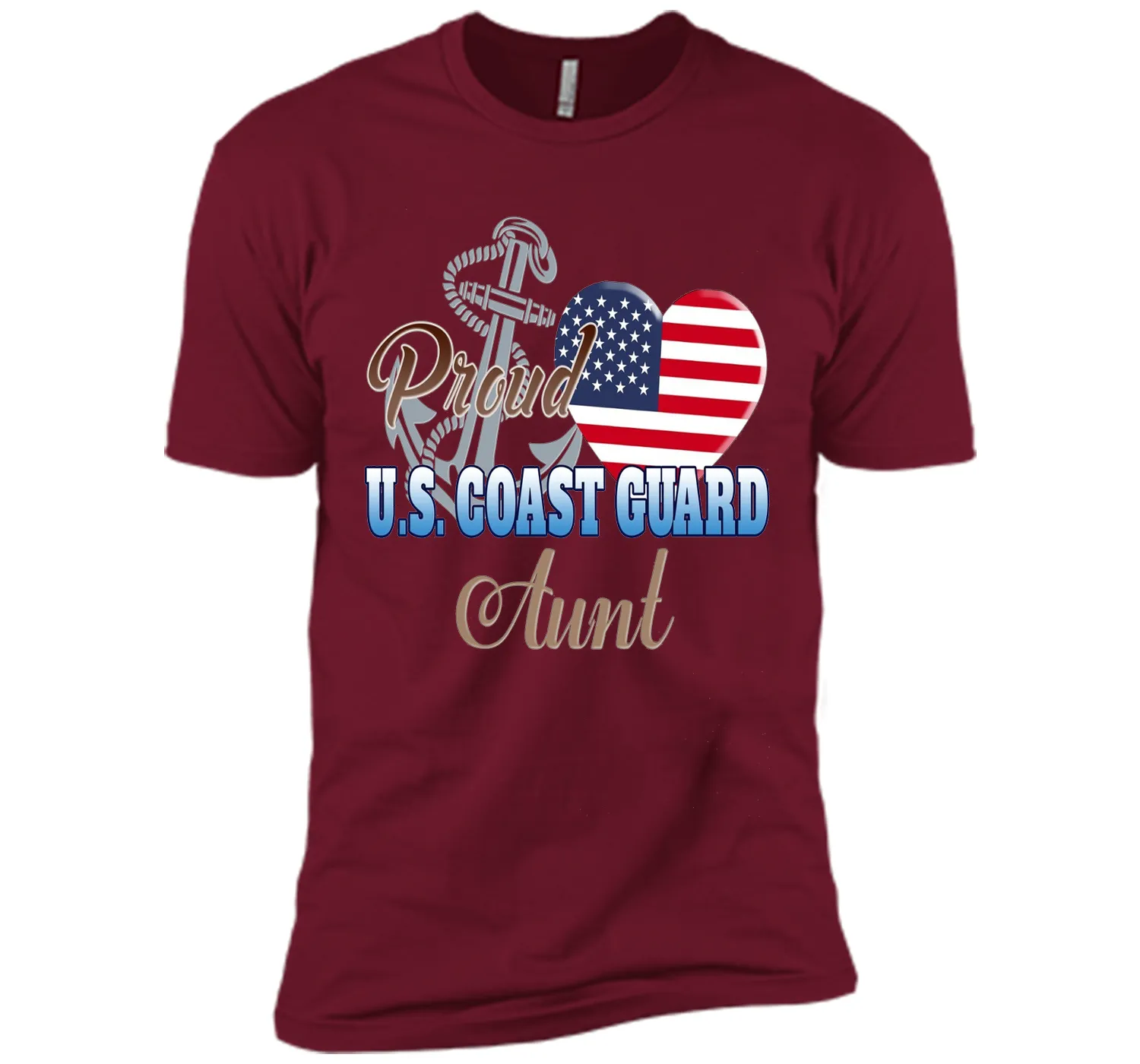 Proud U.S. Coast Guard Aunt Patriotic Heart T Shirt shirt