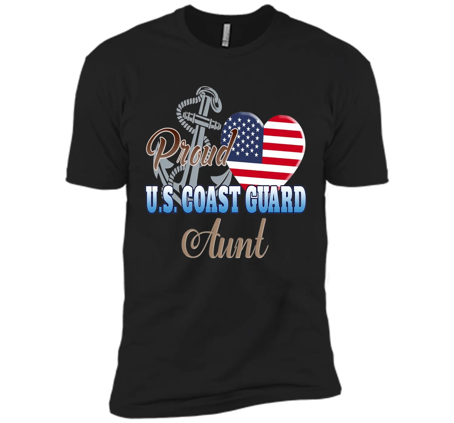 Proud U.S. Coast Guard Aunt Patriotic Heart T Shirt shirt