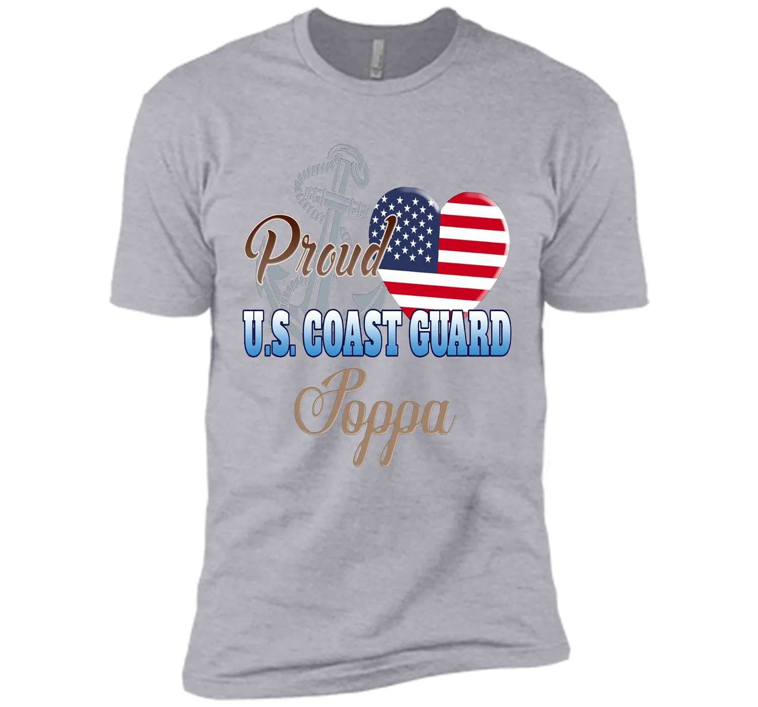 Proud U.S. Coast Guard Poppa Patriotic Heart T Shirt t-shirt