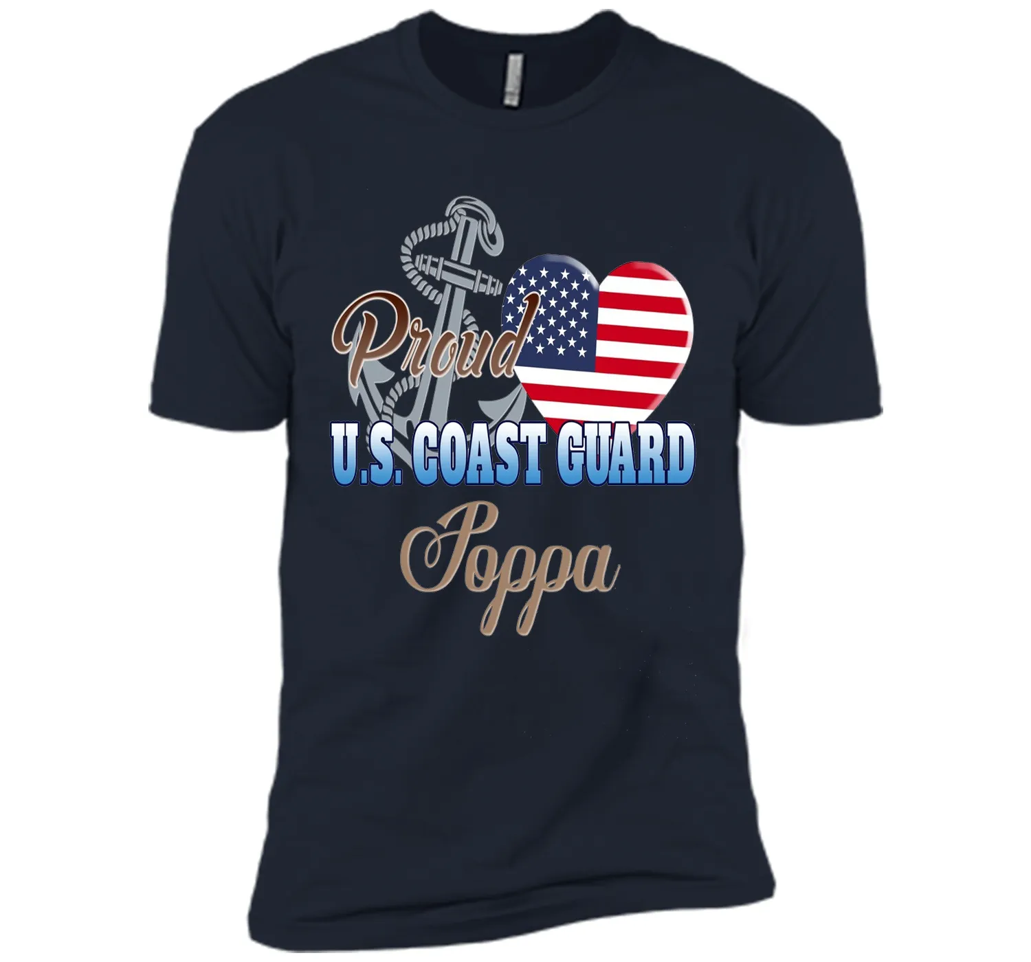 Proud U.S. Coast Guard Poppa Patriotic Heart T Shirt t-shirt
