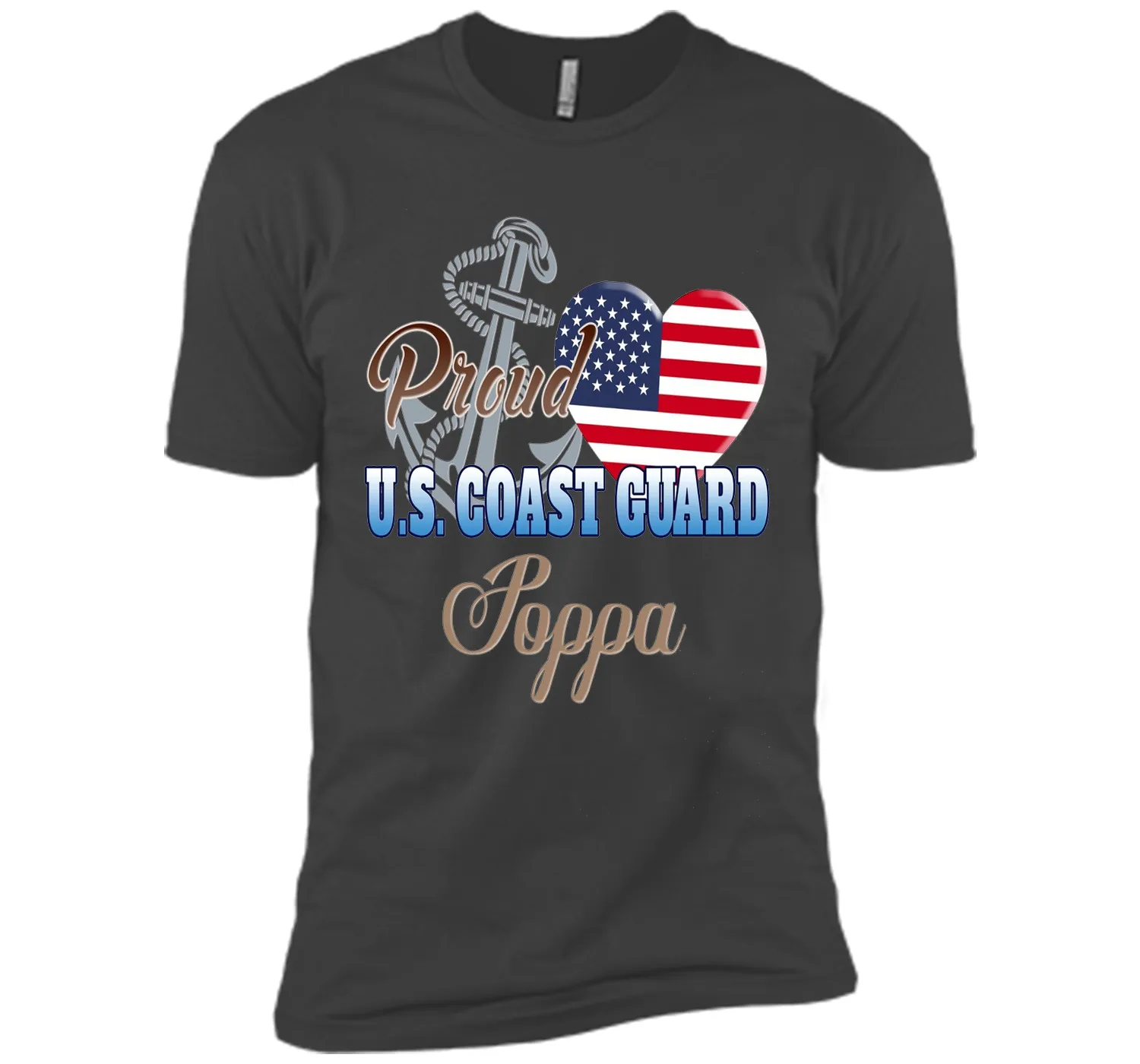 Proud U.S. Coast Guard Poppa Patriotic Heart T Shirt t-shirt