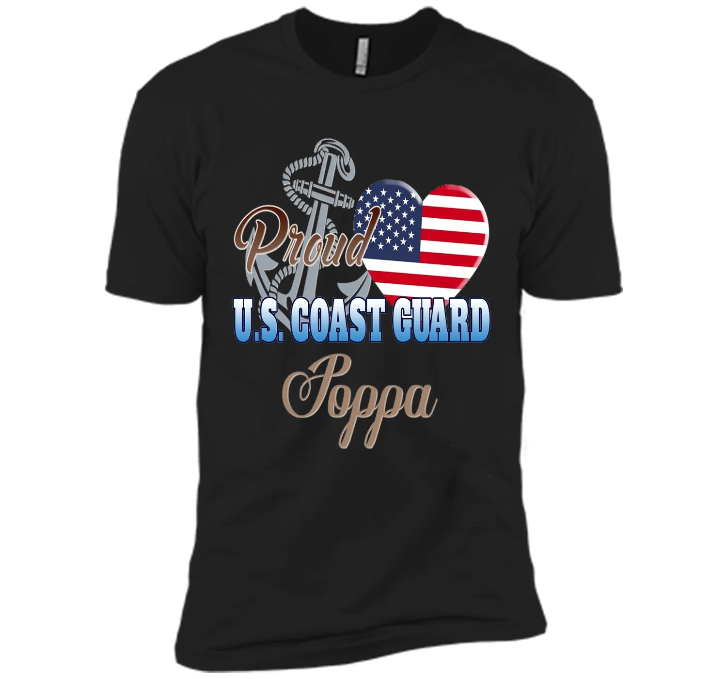 Proud U.S. Coast Guard Poppa Patriotic Heart T Shirt t-shirt