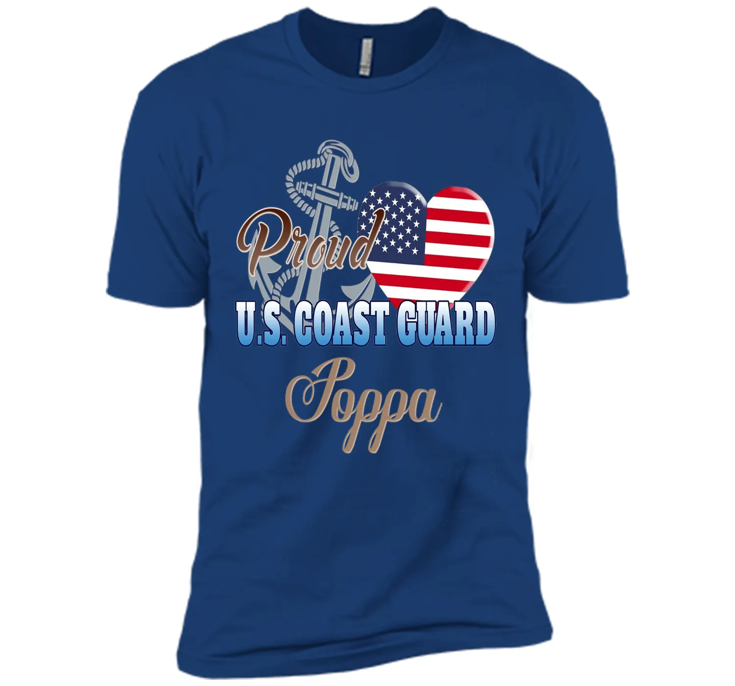 Proud U.S. Coast Guard Poppa Patriotic Heart T Shirt t-shirt