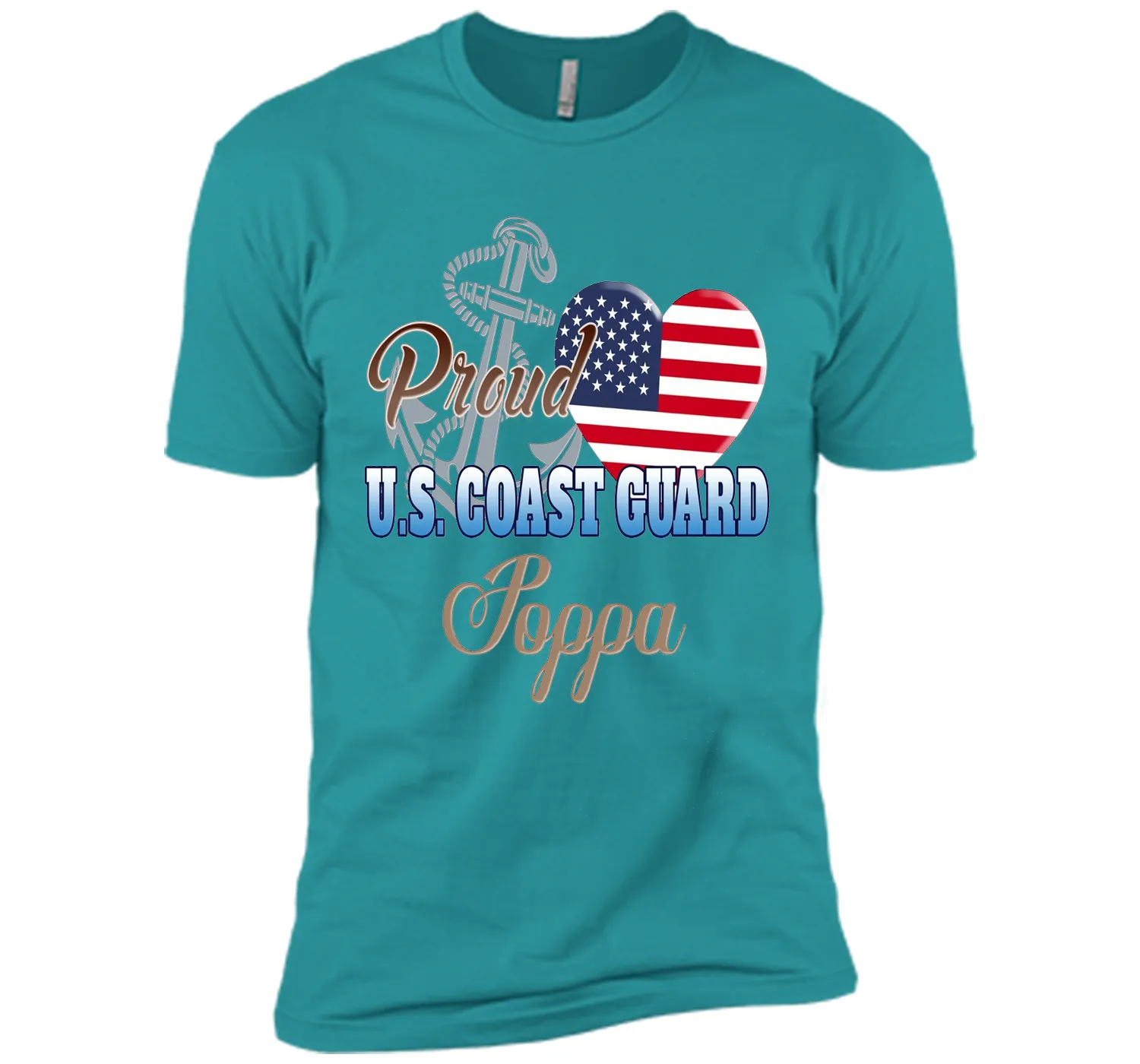 Proud U.S. Coast Guard Poppa Patriotic Heart T Shirt t-shirt