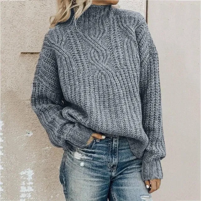 Pullover Knitted Turtleneck Sweater