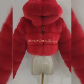 Red Fur Crop Coat