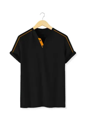 Ryusei Kaos Pria Kamazaki Button Black