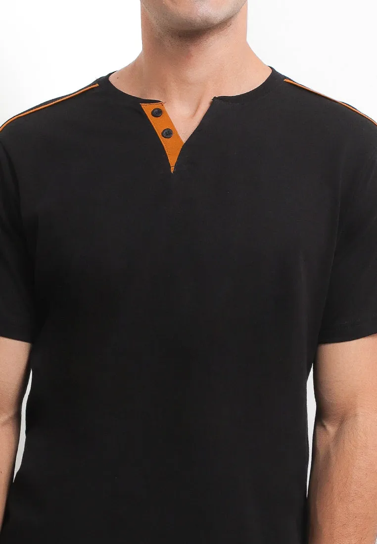 Ryusei Kaos Pria Kamazaki Button Black
