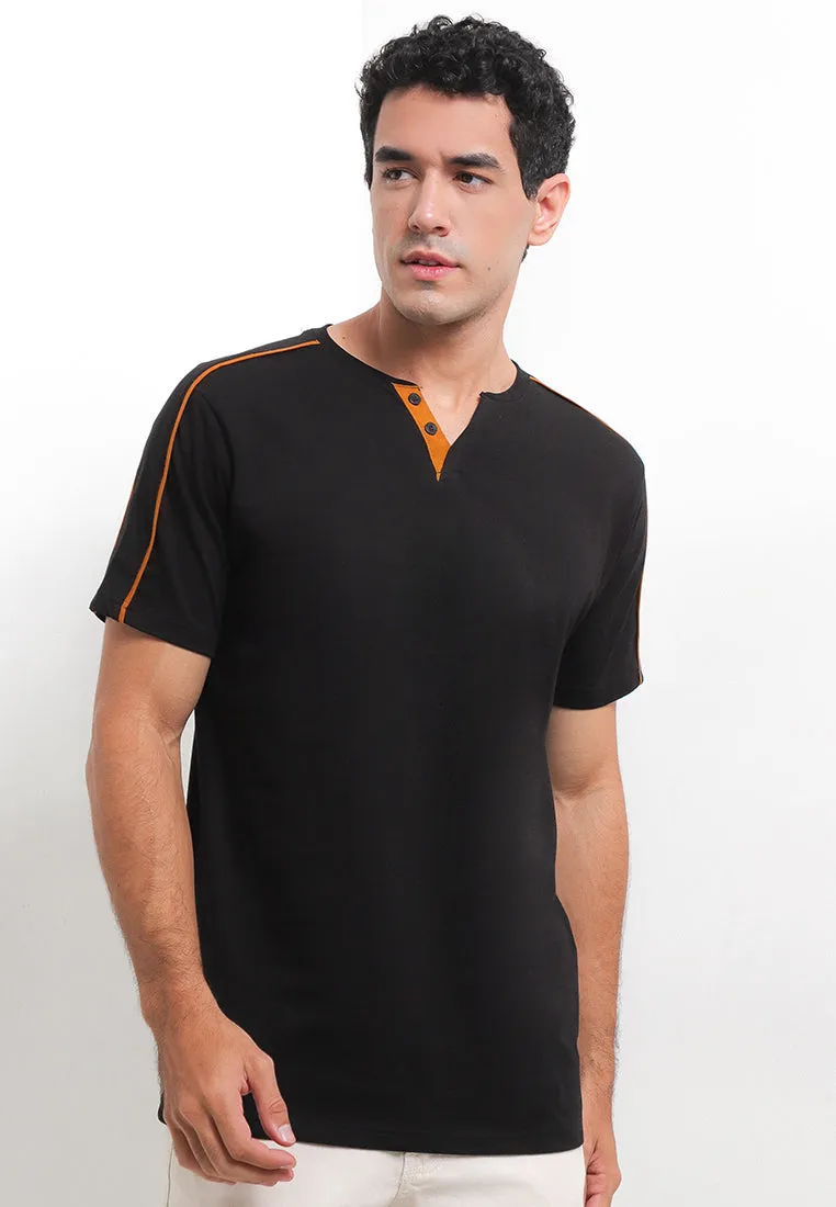 Ryusei Kaos Pria Kamazaki Button Black