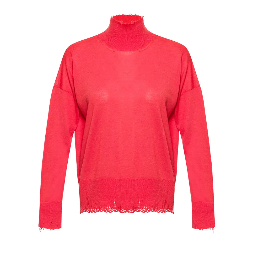 Sato - 100% Wool Turtleneck Red Sweater