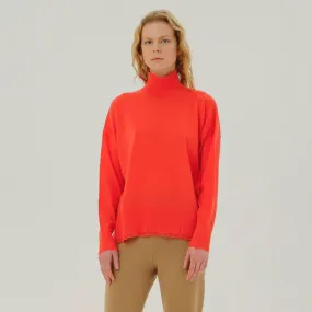 Sato - 100% Wool Turtleneck Red Sweater