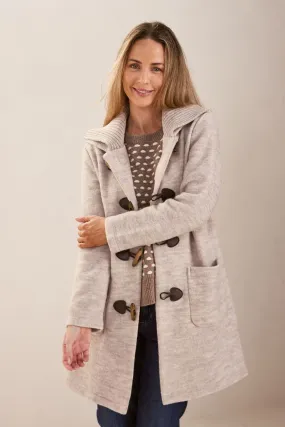 See Saw Boiled Wool Duffle Coat in Natural