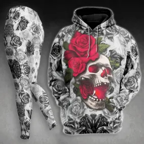 Skull Rose Pattern Gothic Combo Hoodie and Leggings
