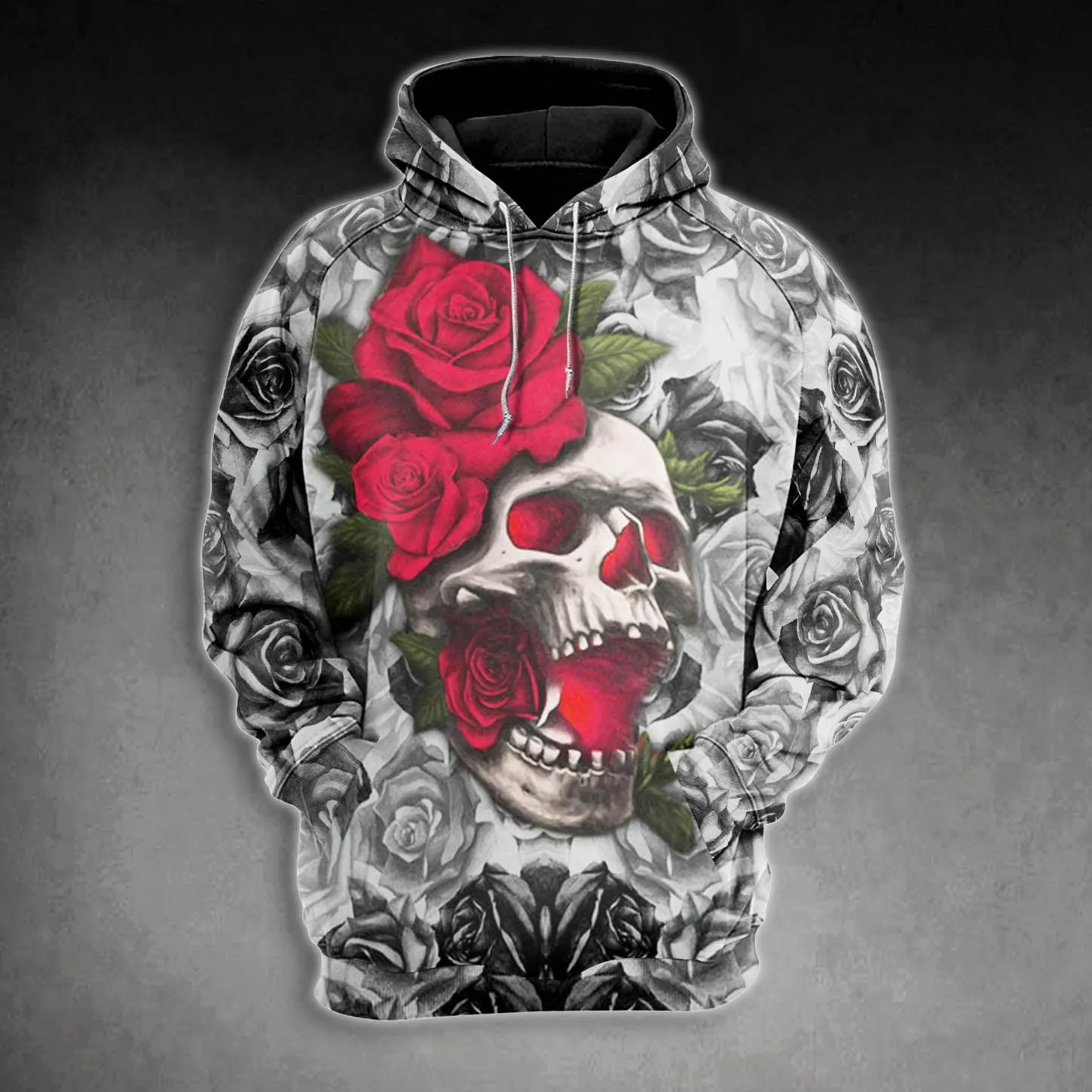 Skull Rose Pattern Gothic Combo Hoodie and Leggings