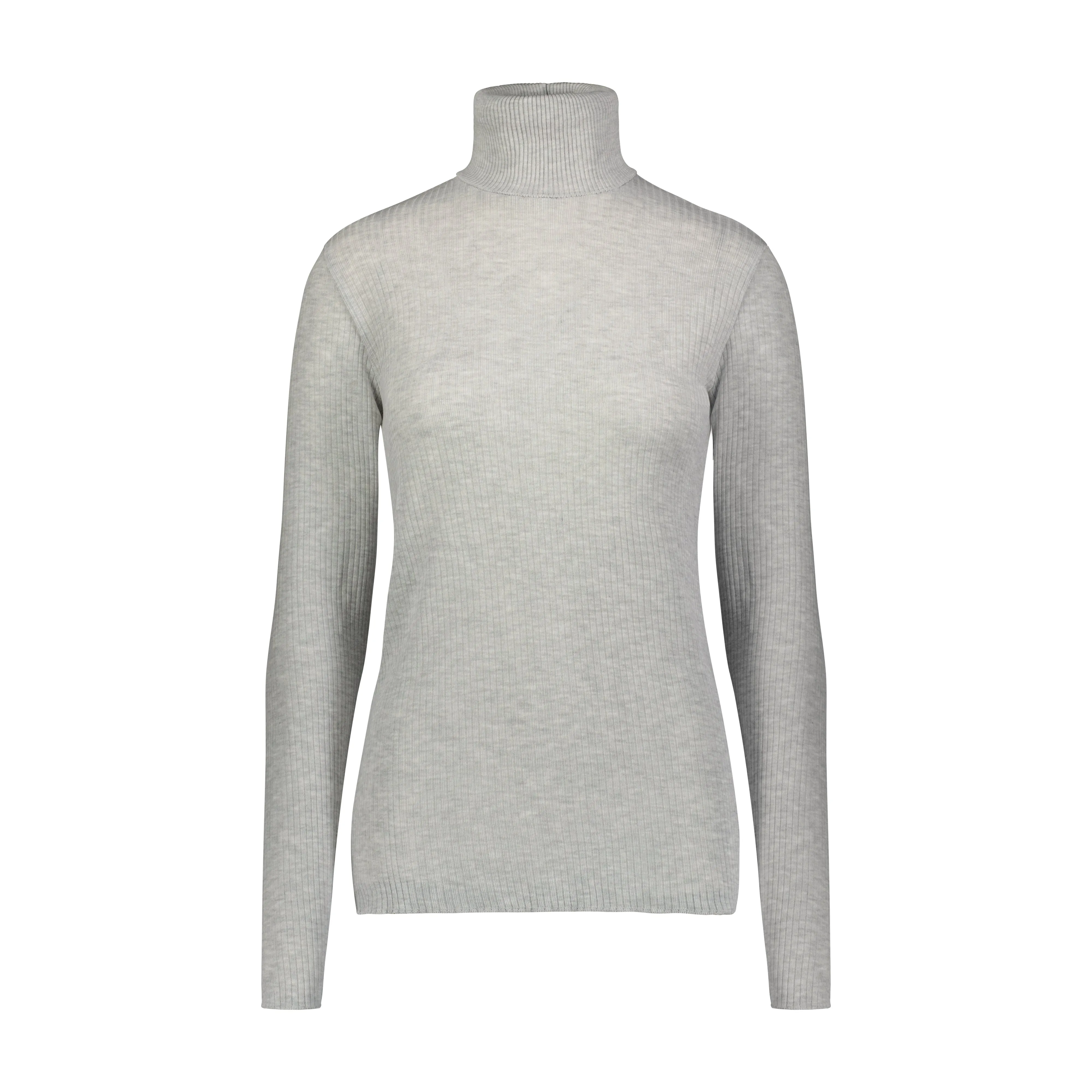 SLOUCHY TURTLE HEATHER GREY RIB KNIT