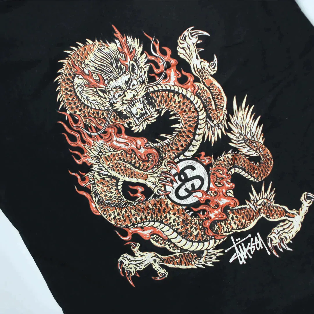 STUSSY FIRE DRAGON BLACK TEE  (M)