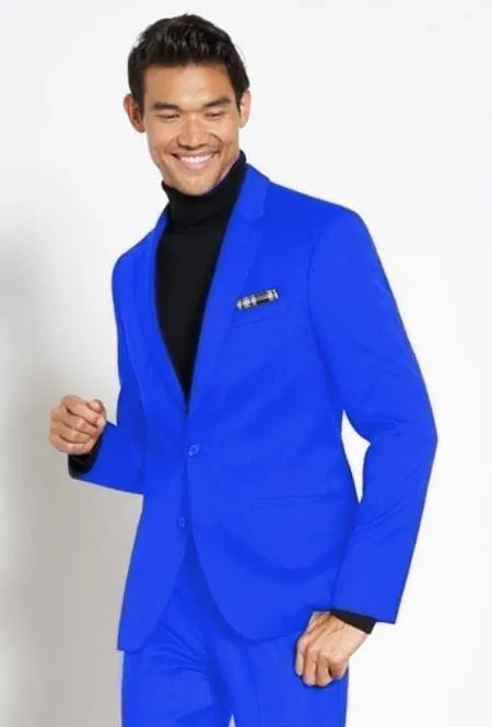 Suit And Turtleneck Combo - Turtleneck Prom Outfits - Prom Turtleneck  blue Suit