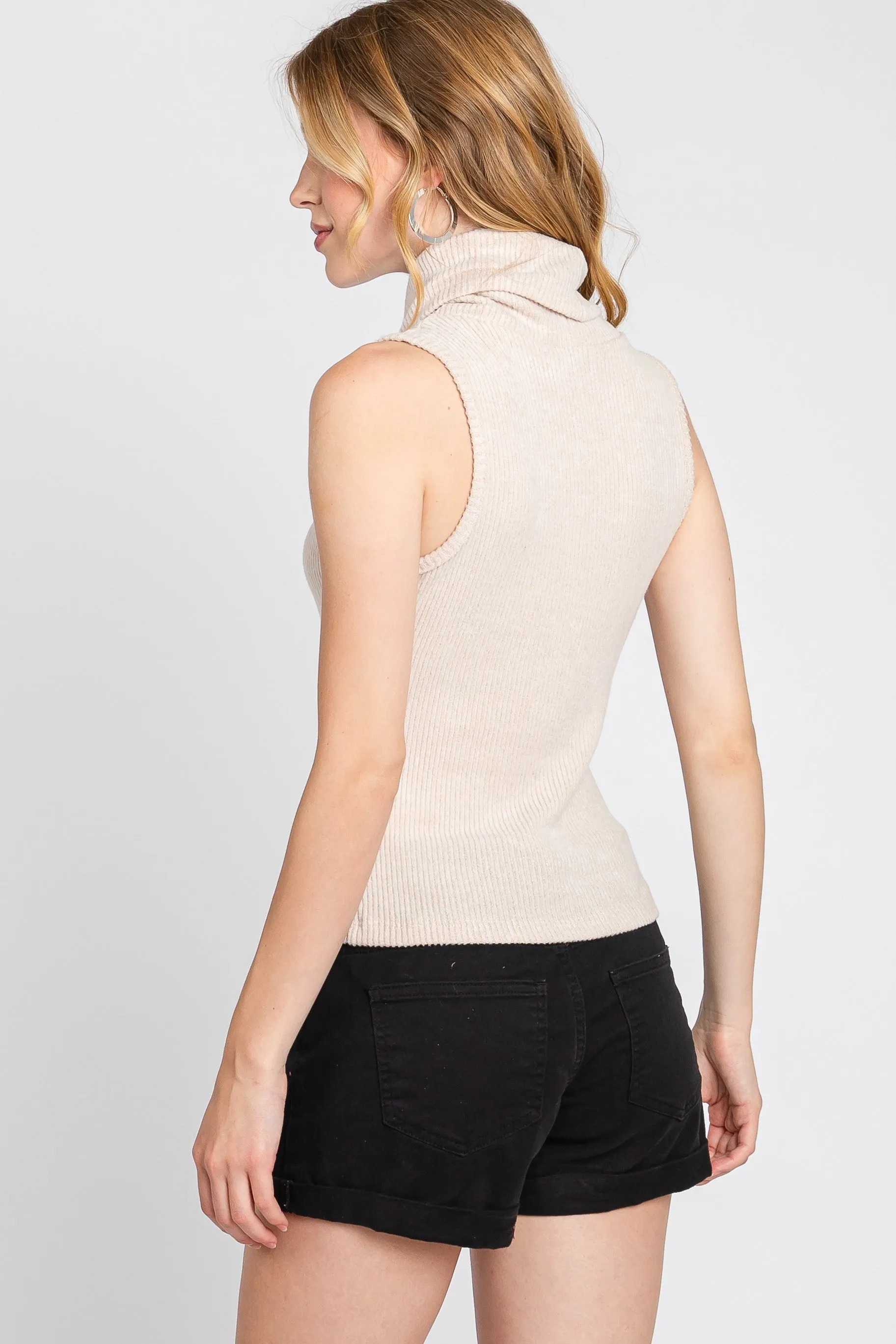 The Helena Oatmeal Turtleneck Knit Top