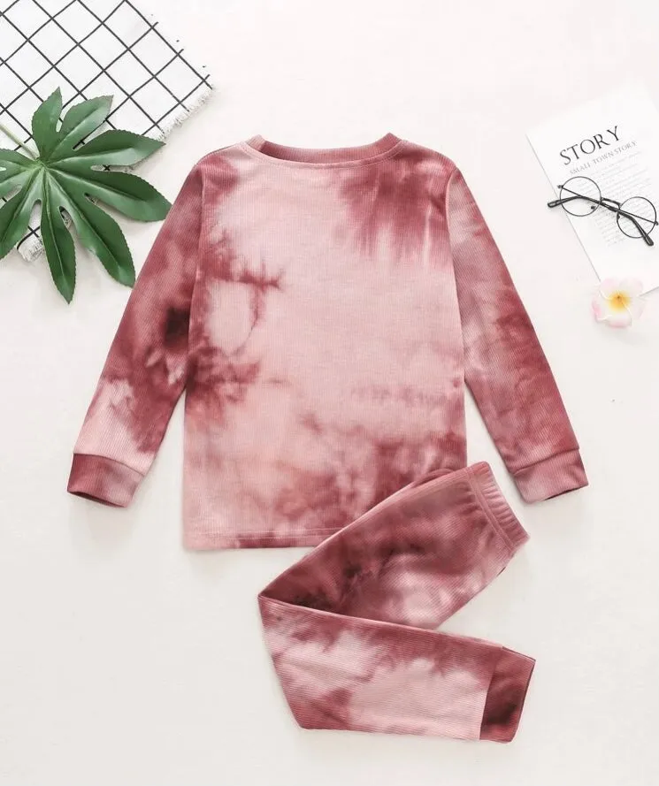 Toddler girls tie dye tee with joggers