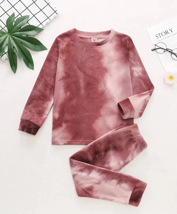 Toddler girls tie dye tee with joggers