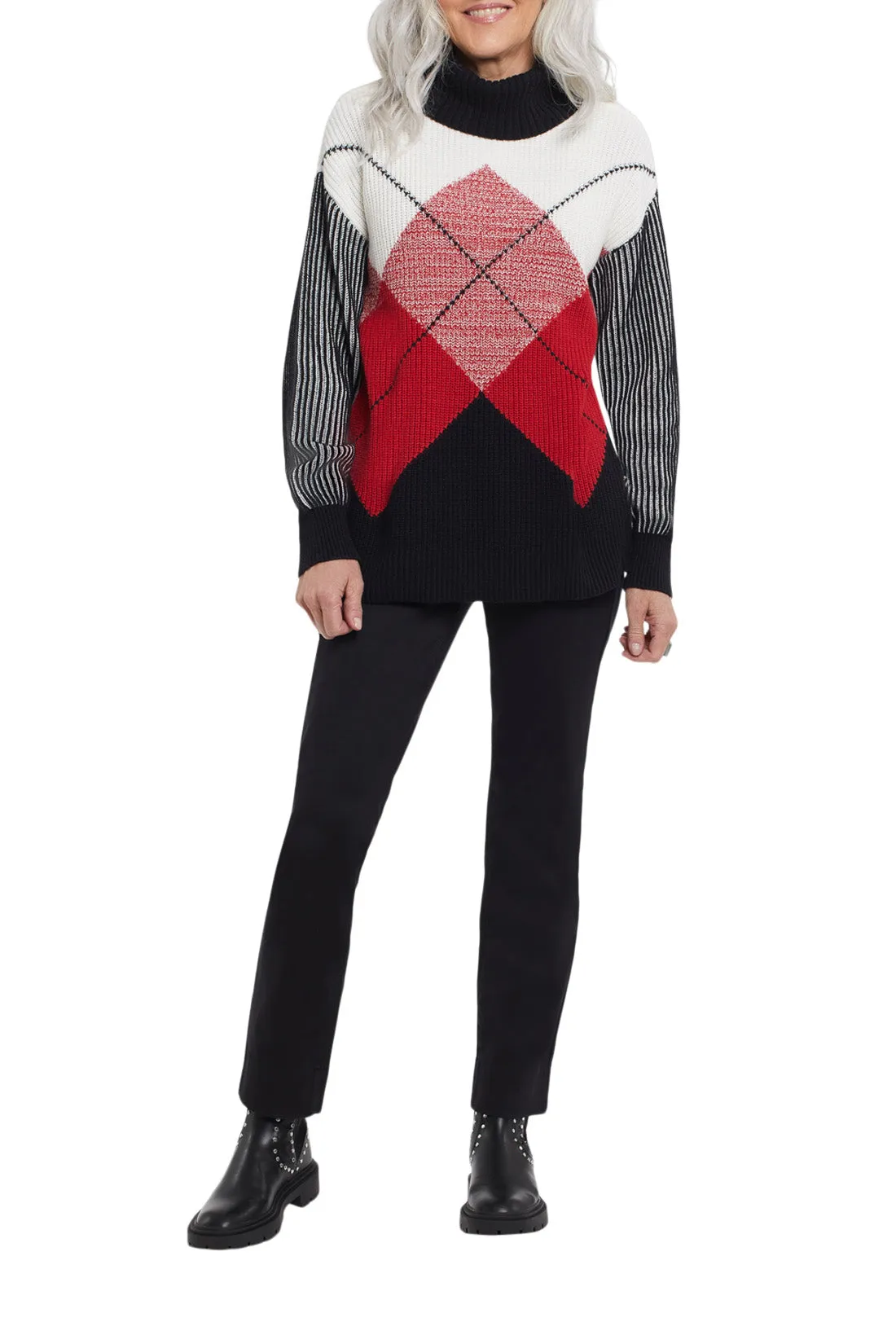 Tribal 1171O - L/S Turtleneck Sweater - Color Poppy Red