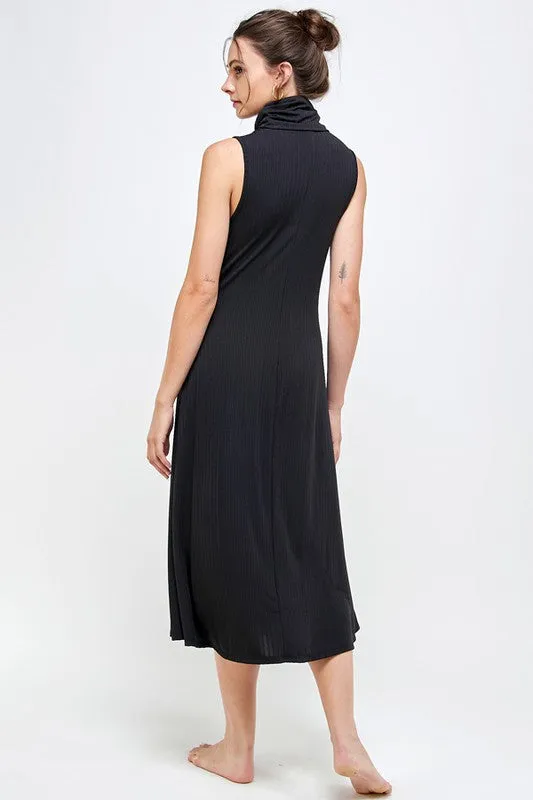 Turtle neck rib dress-BD3225