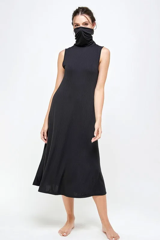 Turtle neck rib dress-BD3225