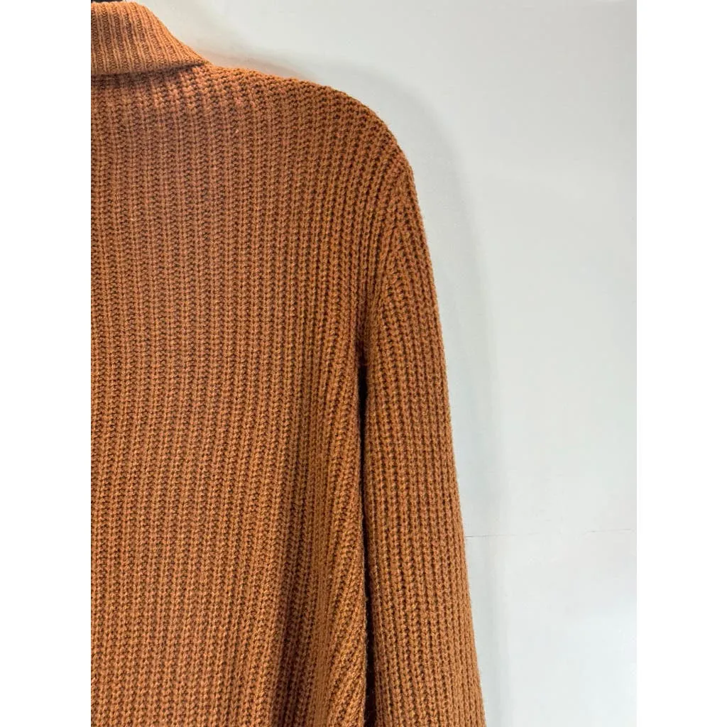 UK 2 LA Women's Brown Ribbed Knit Turtleneck Pullover Sweater SZ M