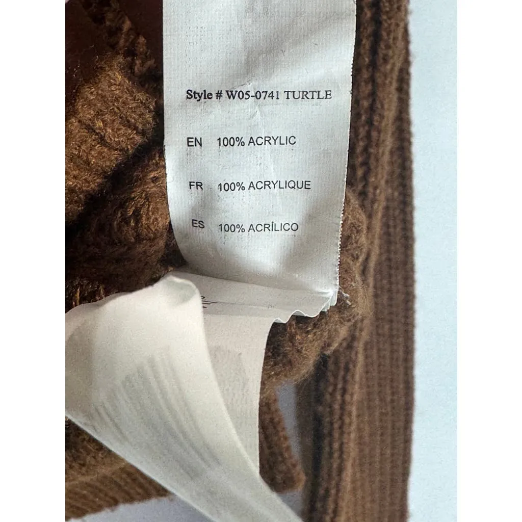 UK 2 LA Women's Brown Ribbed Knit Turtleneck Pullover Sweater SZ M