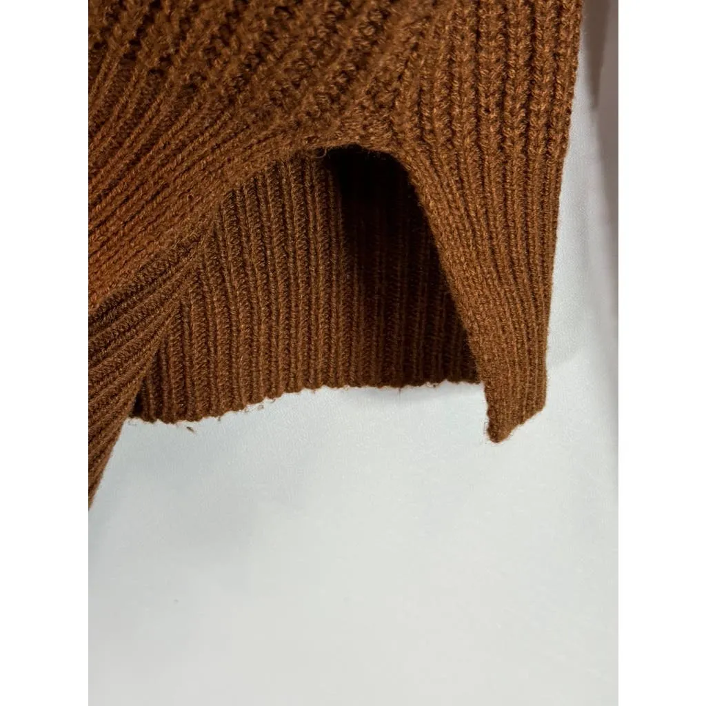 UK 2 LA Women's Brown Ribbed Knit Turtleneck Pullover Sweater SZ M