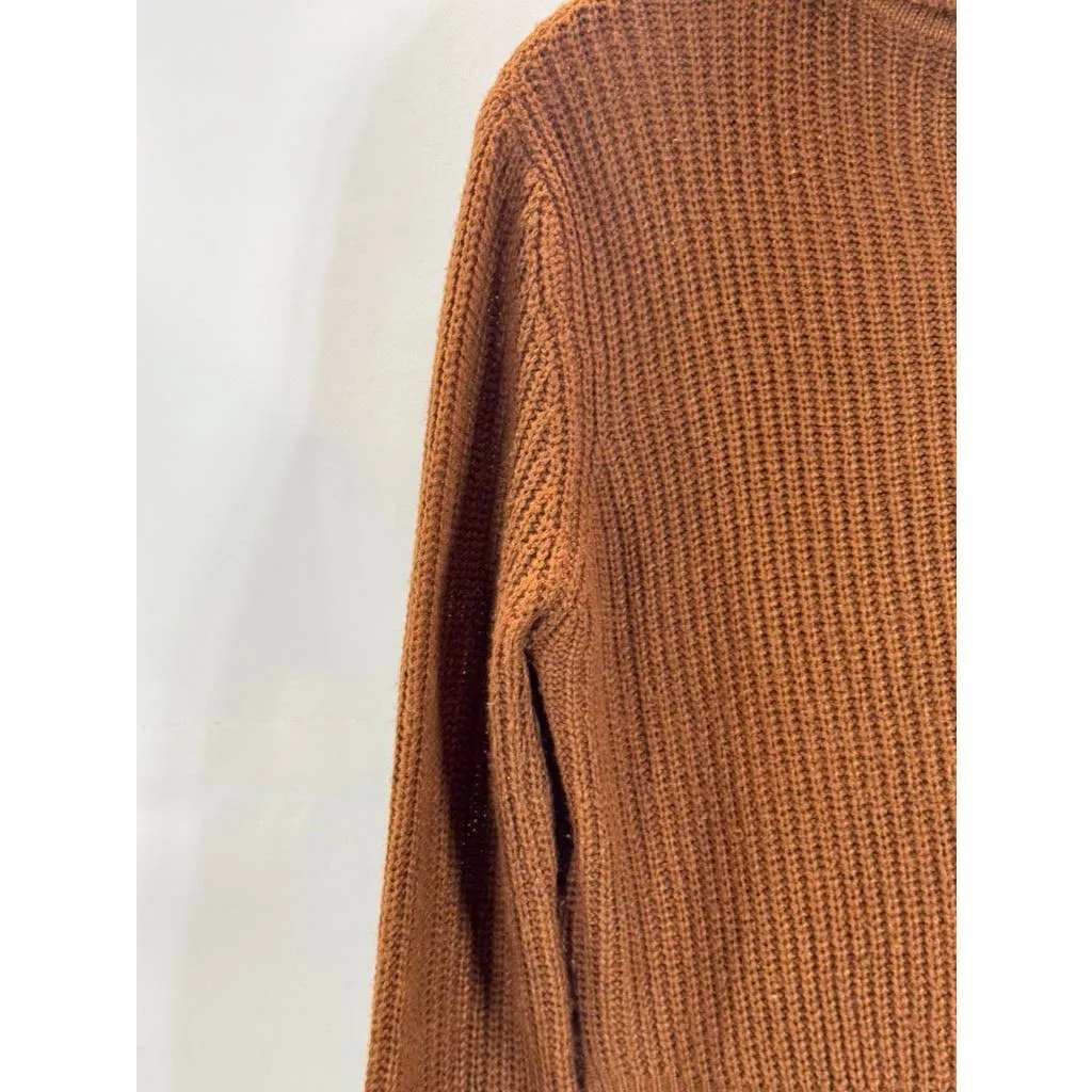 UK 2 LA Women's Brown Ribbed Knit Turtleneck Pullover Sweater SZ M