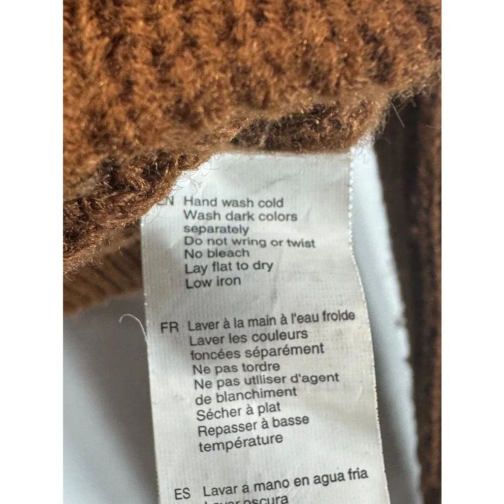 UK 2 LA Women's Brown Ribbed Knit Turtleneck Pullover Sweater SZ M