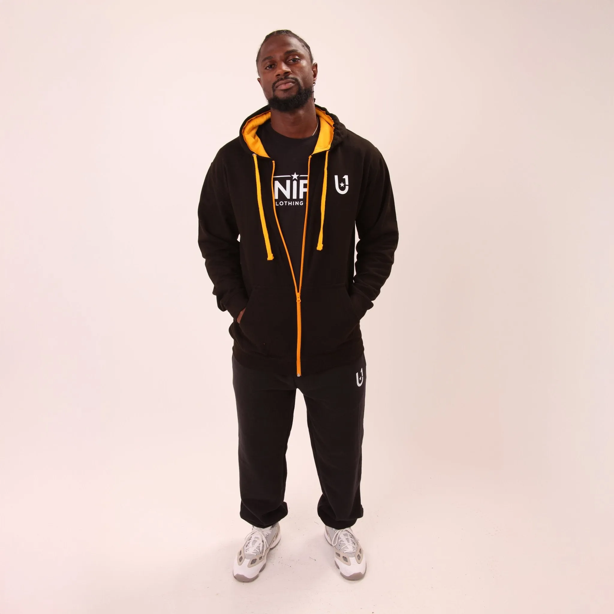 UNIFY Stylish Hoodie - Classic UNIFY Essential Mens Hoodie - UNIFY Black and Yellow Jumper