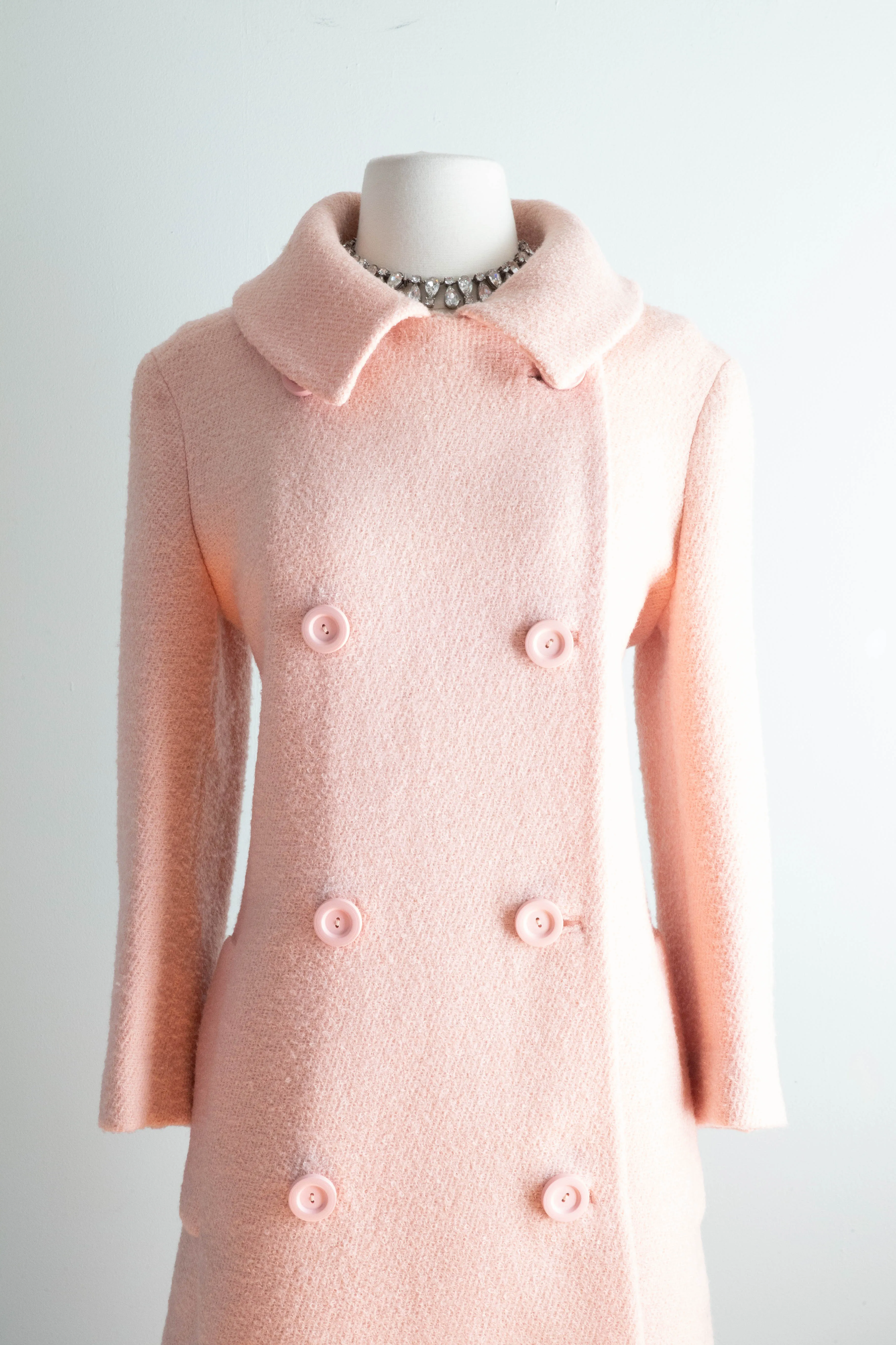 Vintage 1960's Jacques Heim Pale Pink Wool Boucle Coat / ML