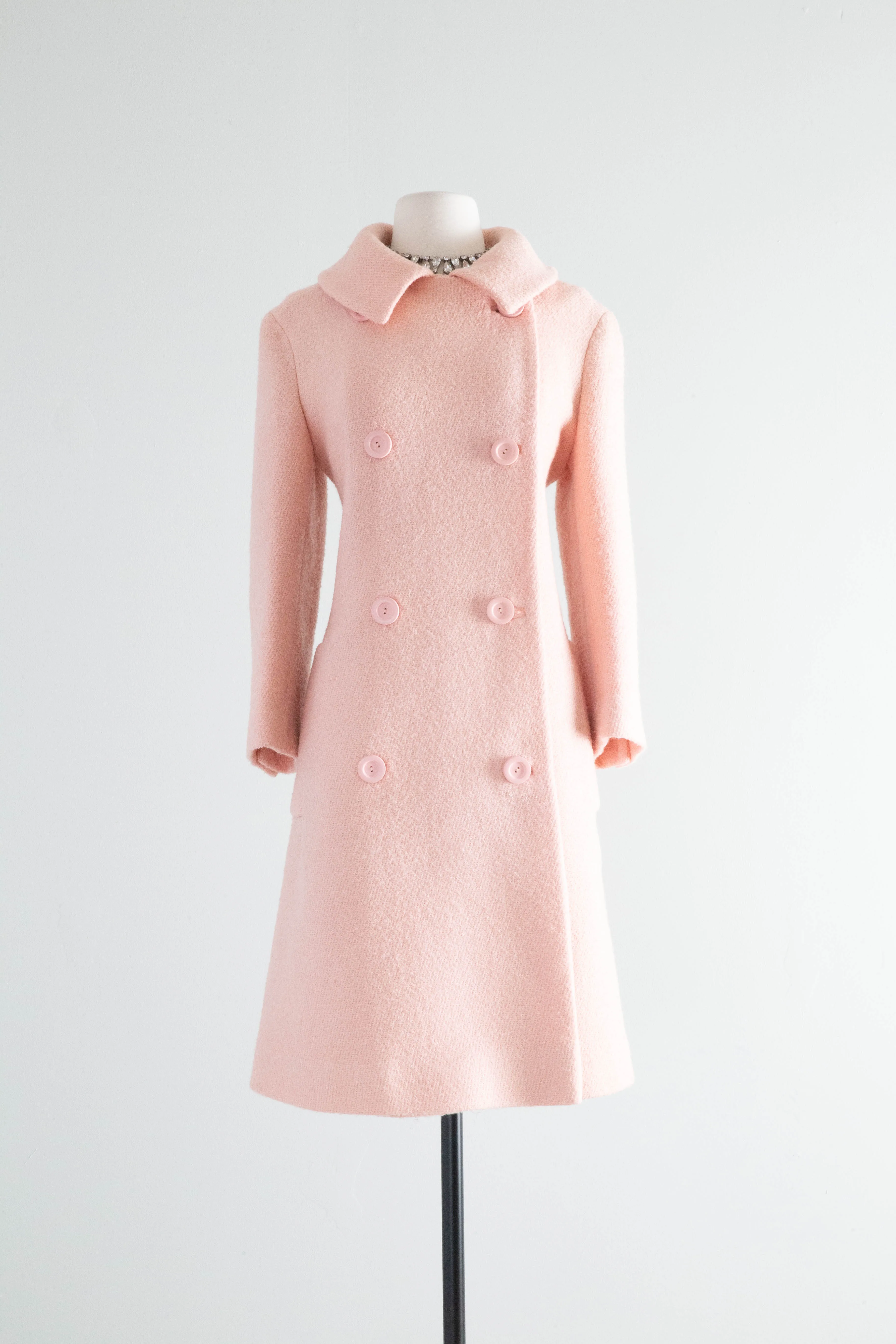 Vintage 1960's Jacques Heim Pale Pink Wool Boucle Coat / ML