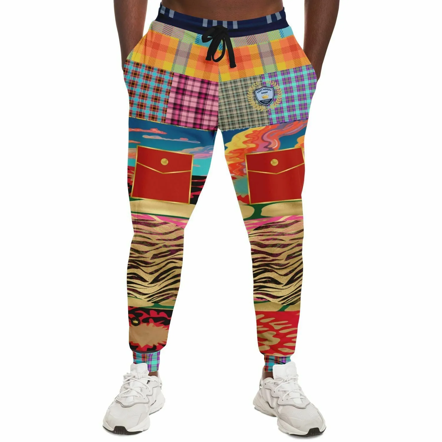 Walking the Runway Patchwork Zebra Eco-Poly Unisex Joggers