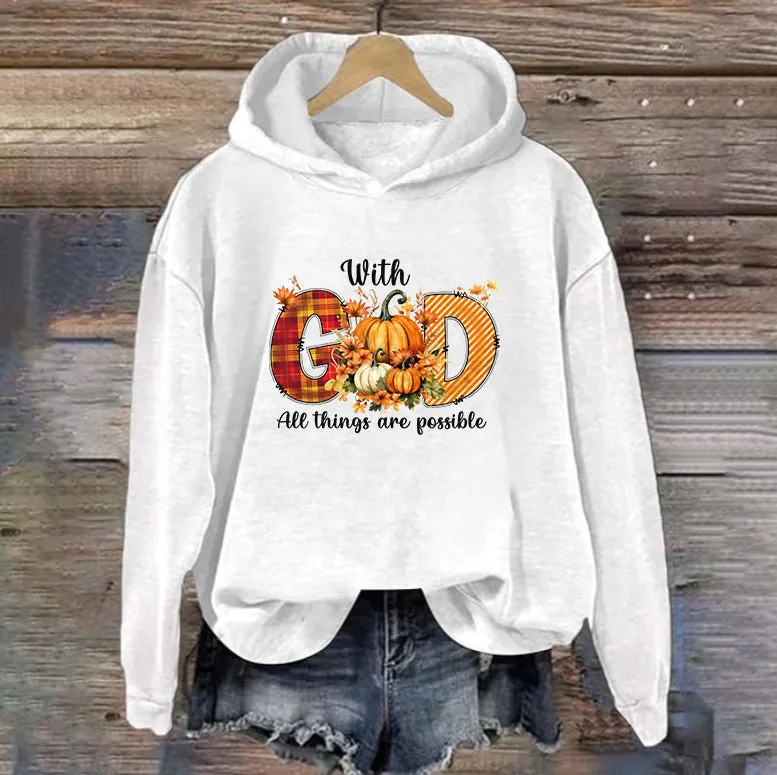 With GOD All Things Are Possible | Women's Thanksgiving Hoodie