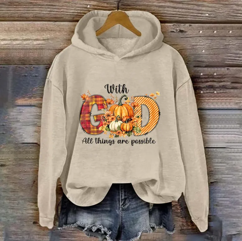 With GOD All Things Are Possible | Women's Thanksgiving Hoodie