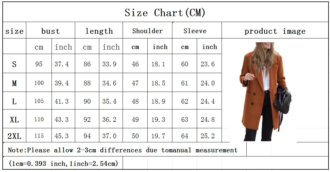 Wollmischungen Winter Damenjacke Futter Eleganter Reversmantel Zweireihiger minimalistischer Straßen-Damenjacken