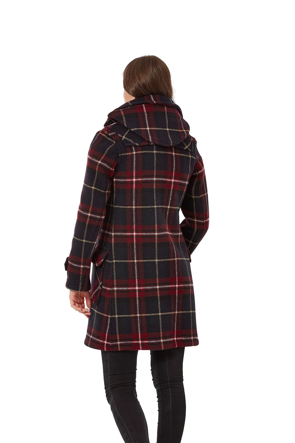 Women's London Classic Fit Duffle Coat - Burgundy Check