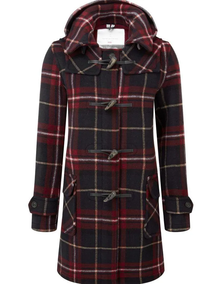 Women's London Classic Fit Duffle Coat - Burgundy Check