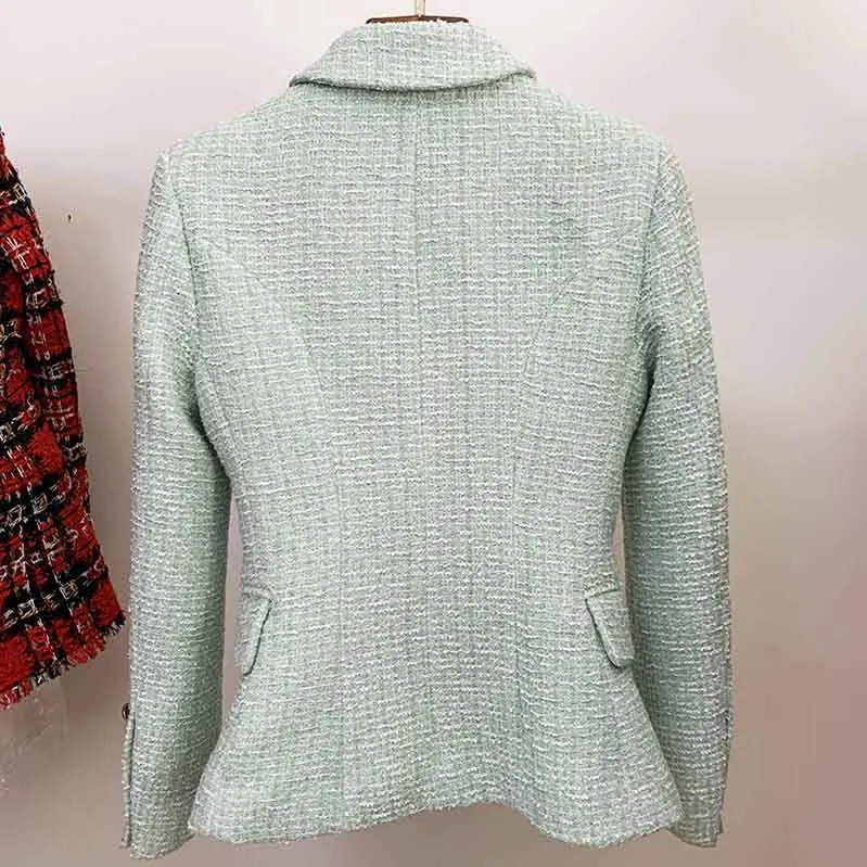 Women's Mint Golden Lion Buttons Fitted Blazer Jacket