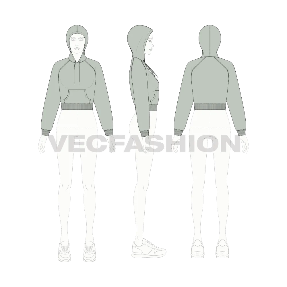 Women's Raglan Sleeve Crop Hoodie