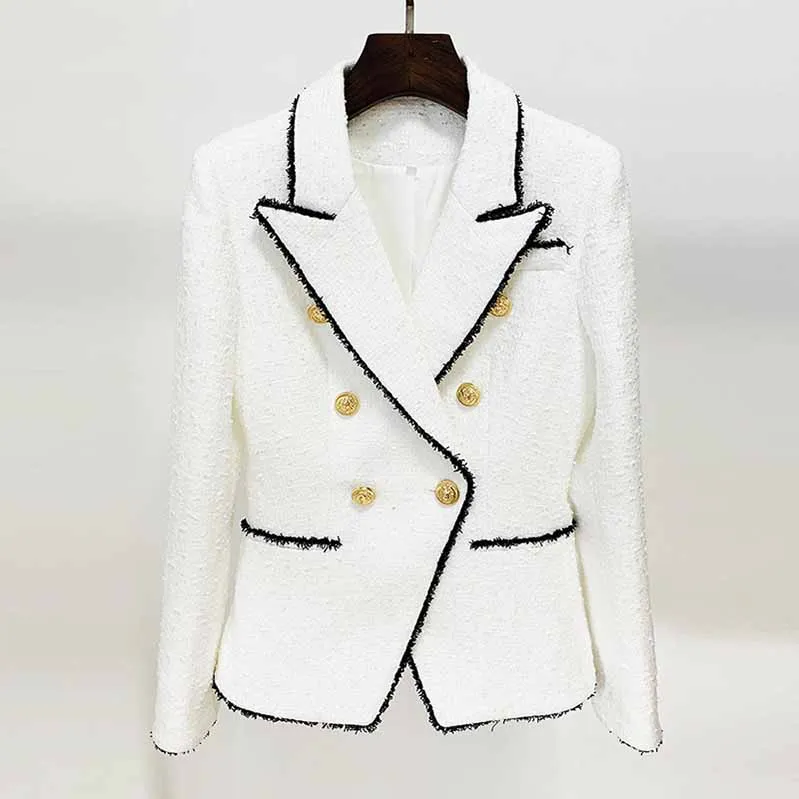 Womens White Blazer Fitted Long Sleeve Outwear Coat