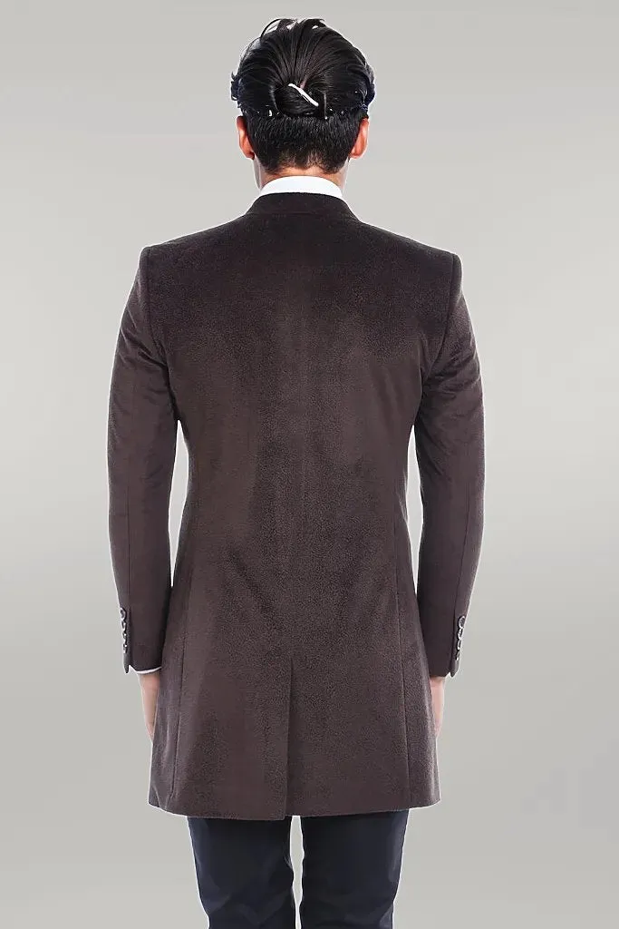 WSS Peak Lapel Brown Men Coat  - Singen