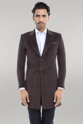 WSS Peak Lapel Brown Men Coat  - Singen